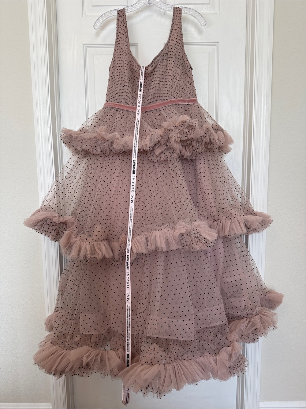 Mac Duggal 20776 Pink Sleeveless Dot Net Ruffle Dress Size 10 NWT - Picture 8 of 14